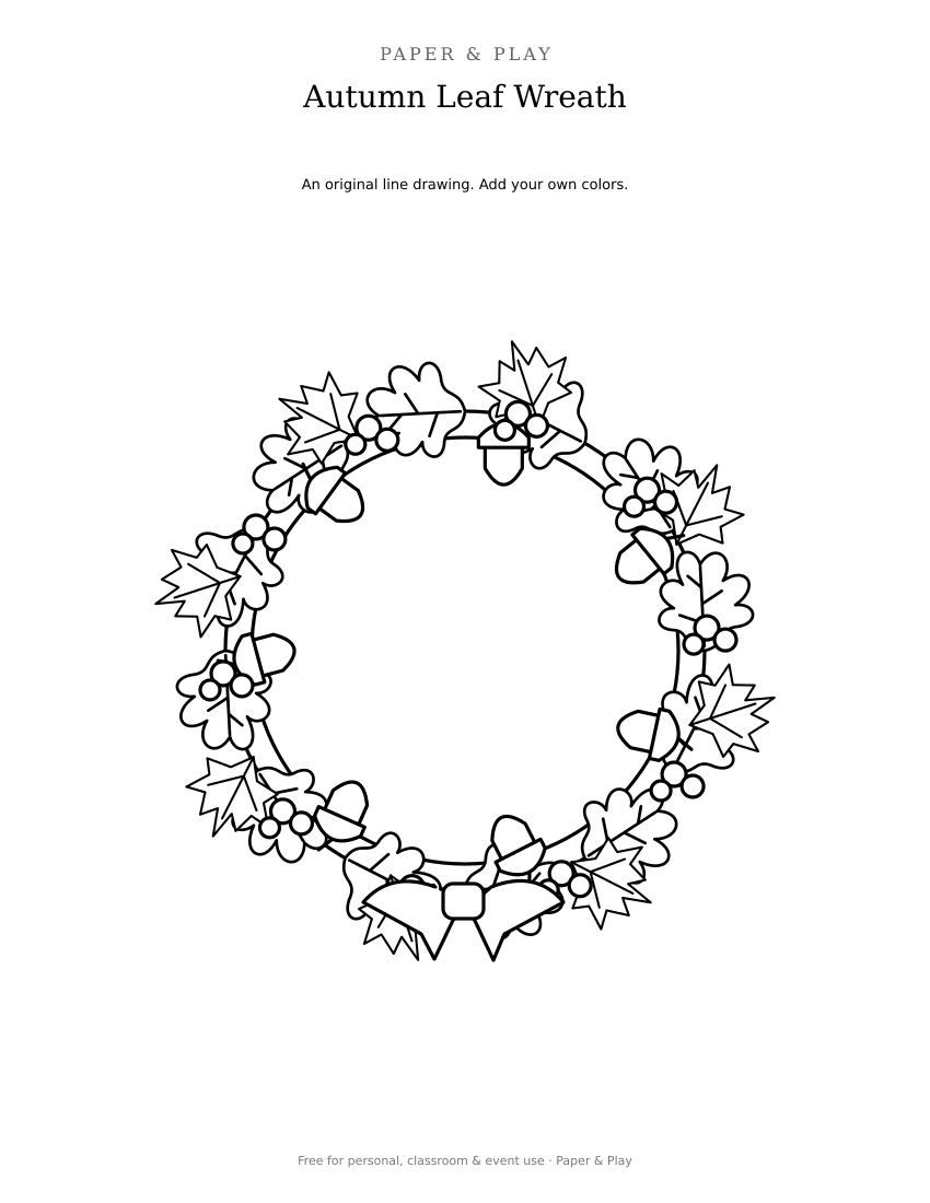 Autumn Leaf Wreath printable preview