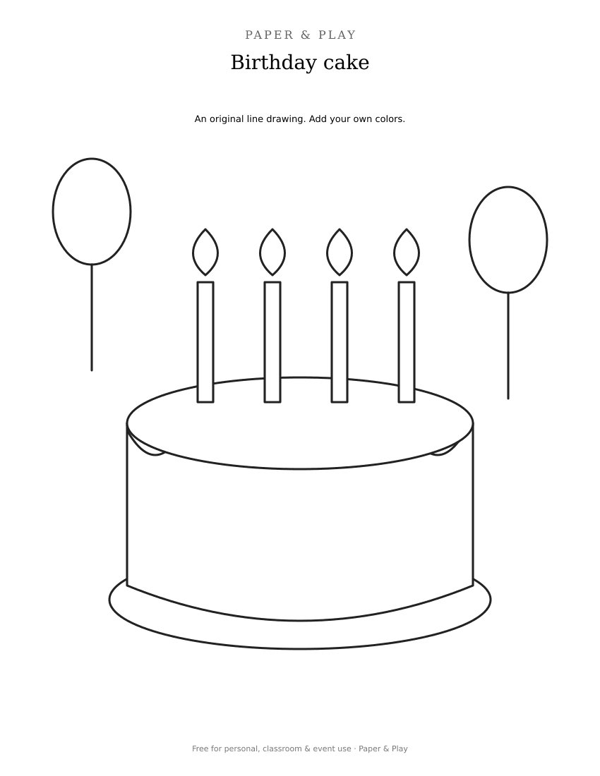 Birthday cake printable preview