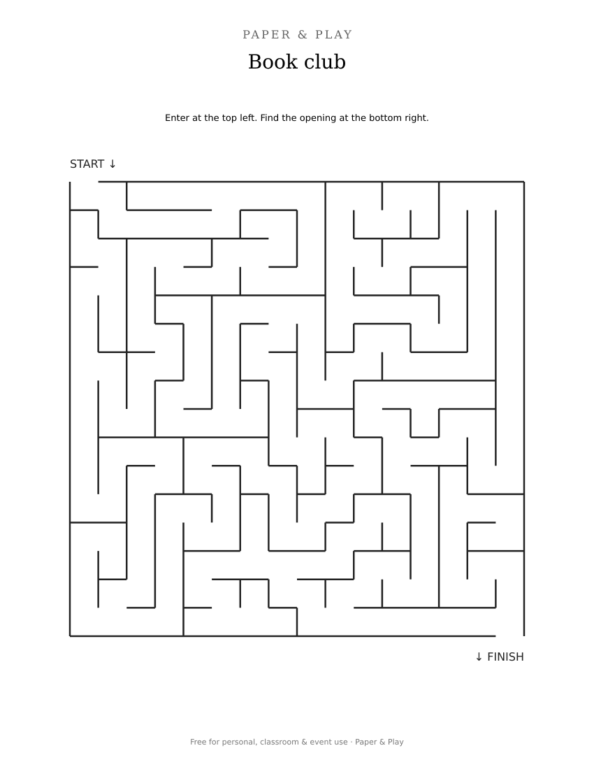 Book club maze printable preview
