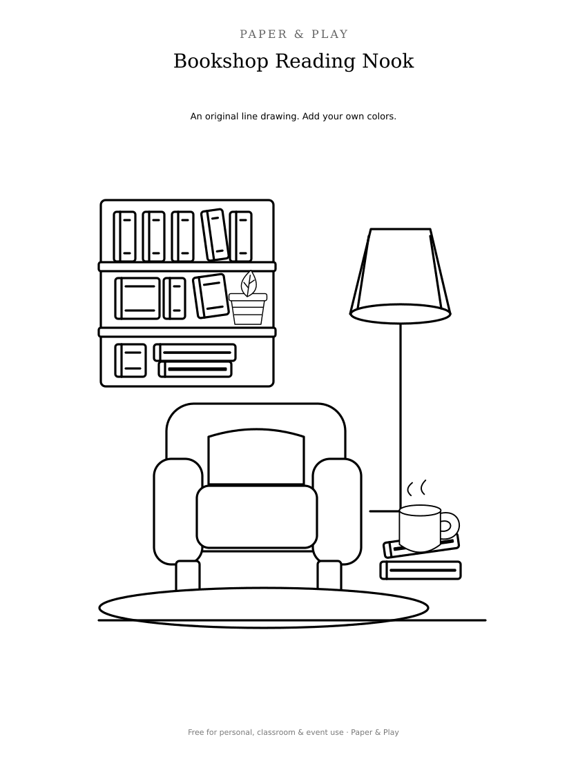 Bookshop Reading Nook printable preview