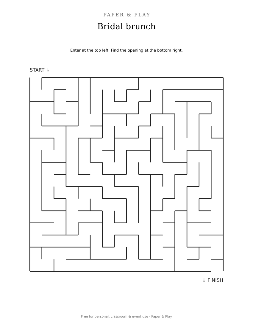 Bridal brunch maze printable preview