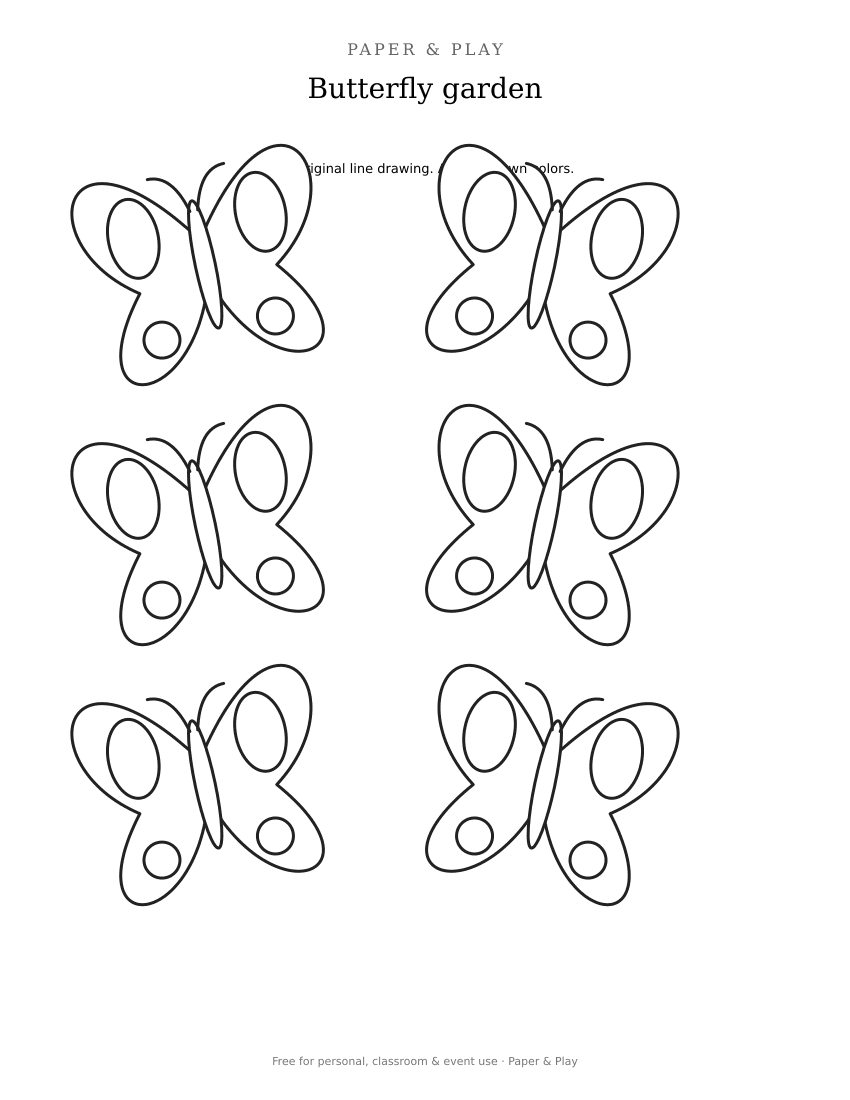 Butterfly garden printable preview