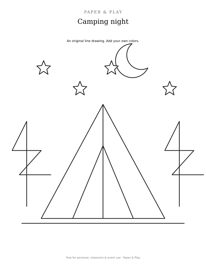 Camping night printable preview