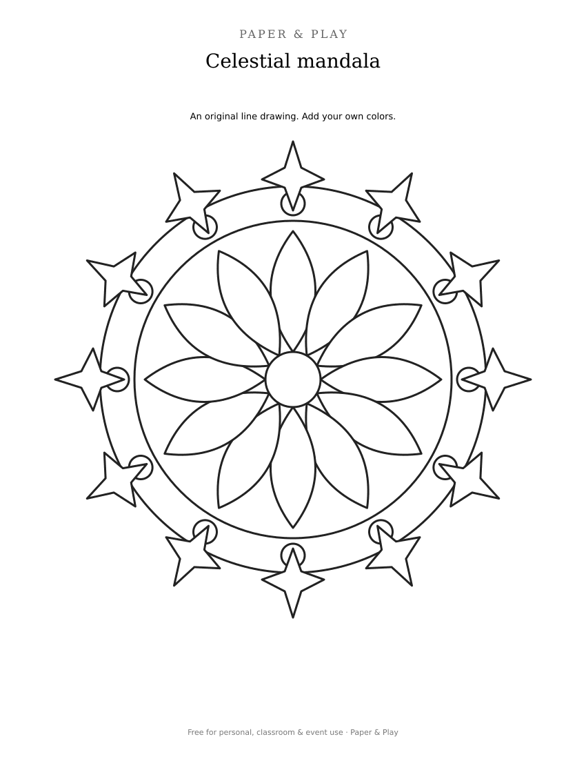 Celestial mandala printable preview