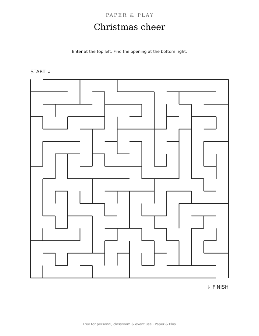 Christmas cheer maze printable preview