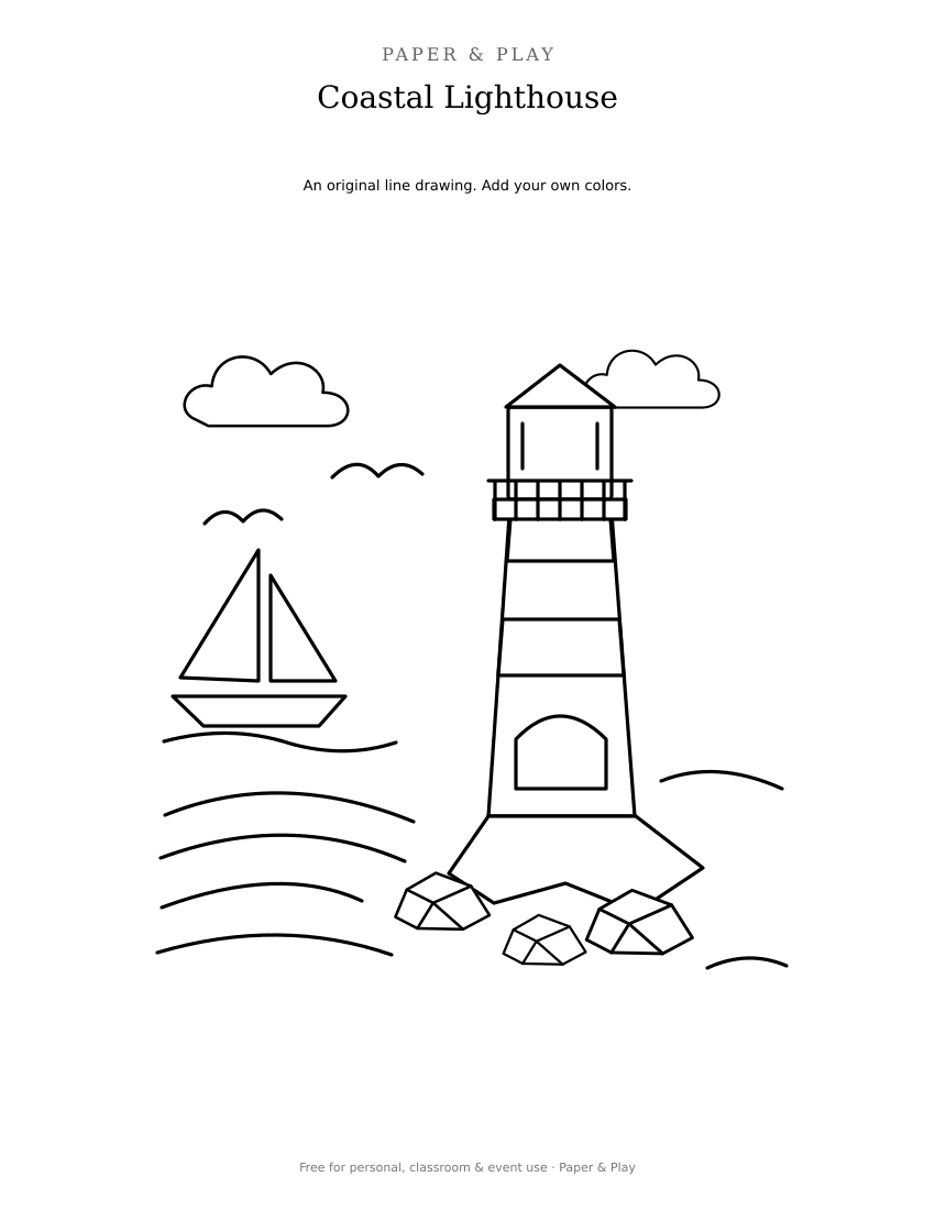 Coastal Lighthouse printable preview