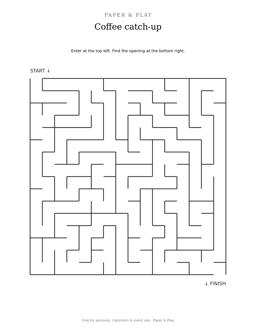 Coffee catch-up maze printable preview