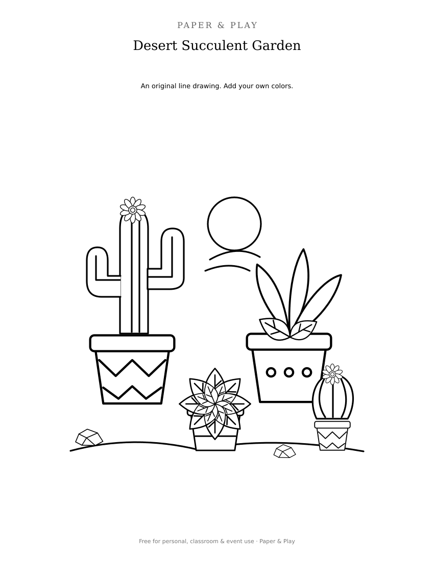 Desert Succulent Garden printable preview
