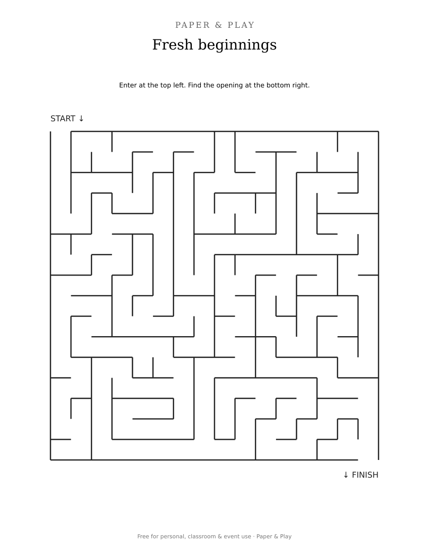 Fresh beginnings maze printable preview