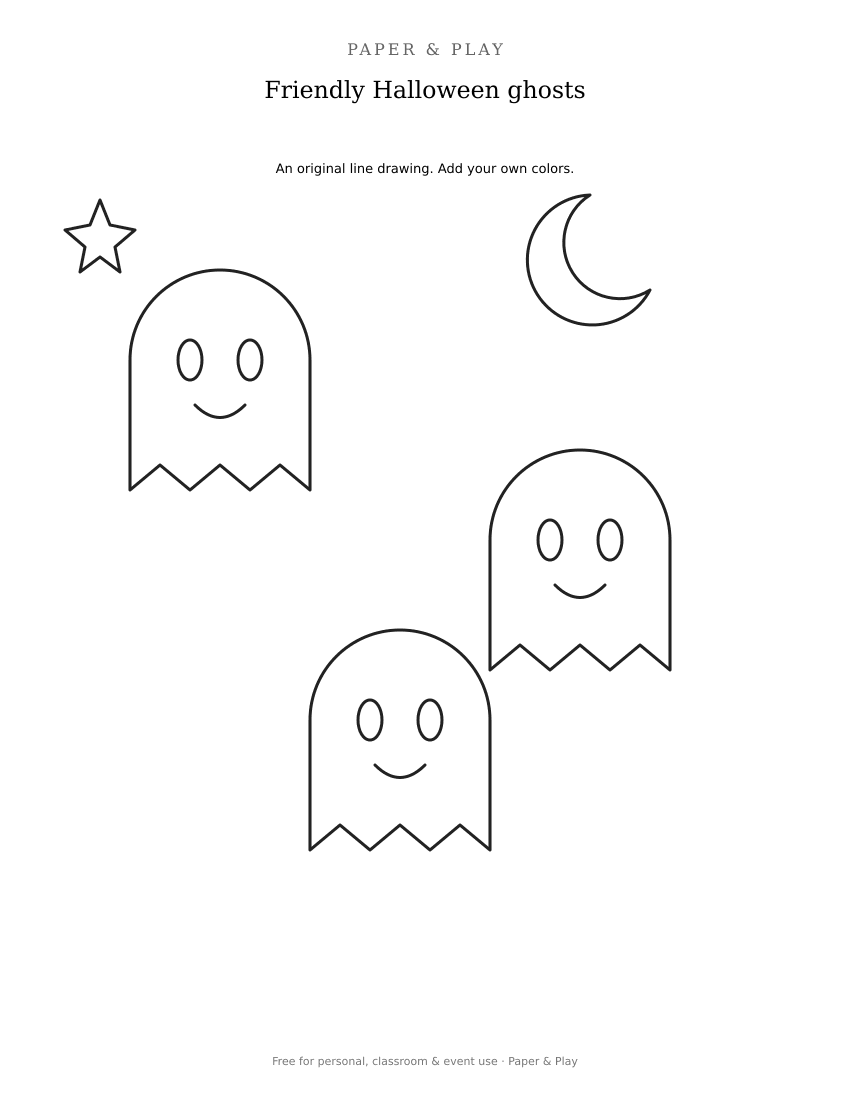 Friendly Halloween ghosts printable preview