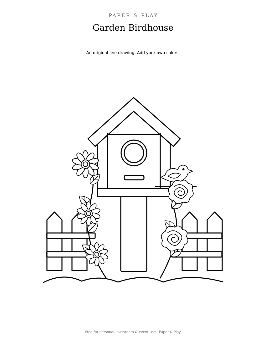 Garden Birdhouse printable preview