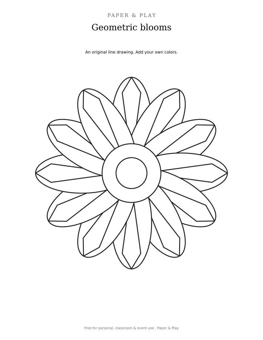 Geometric blooms printable preview