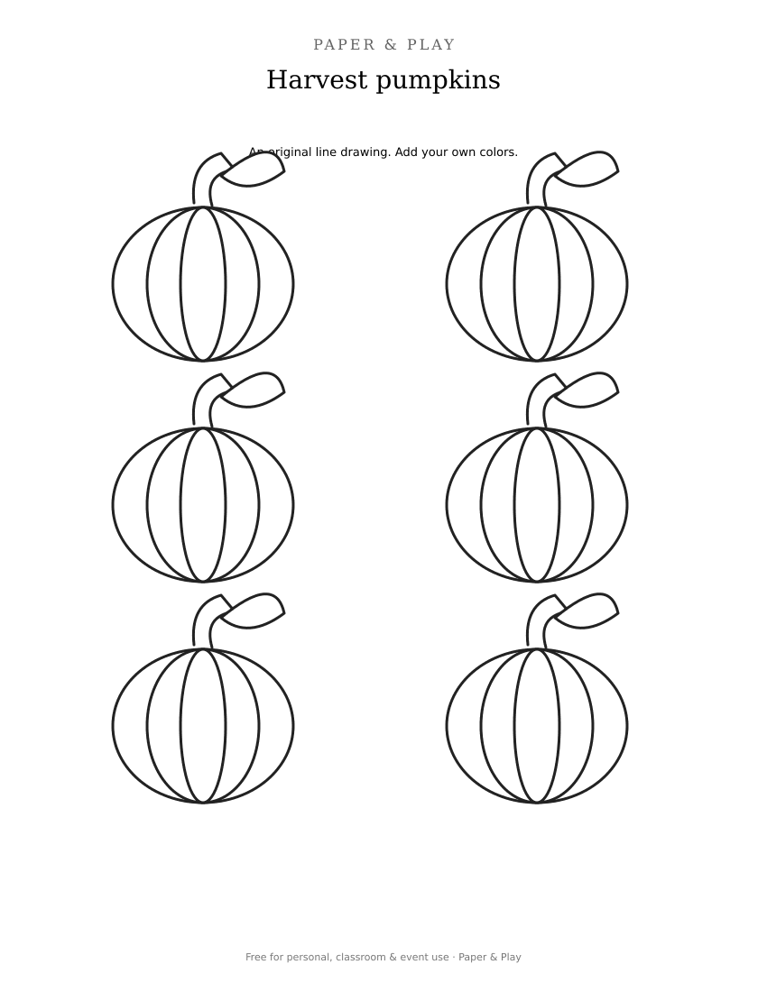 Harvest pumpkins printable preview