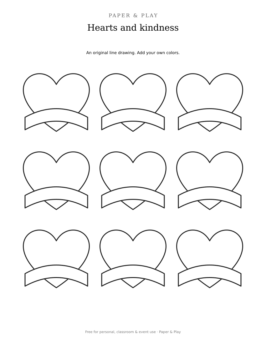 Hearts and kindness printable preview