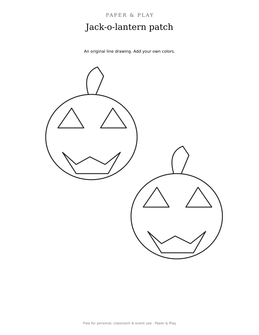 Jack-o-lantern patch printable preview