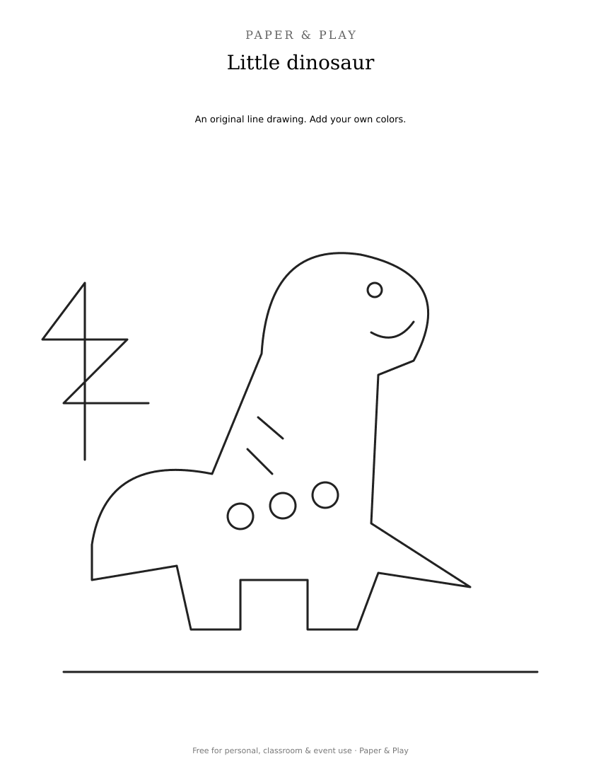 Little dinosaur printable preview