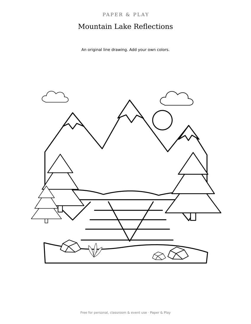Mountain Lake Reflections printable preview