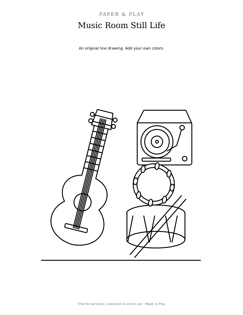 Music Room Still Life printable preview