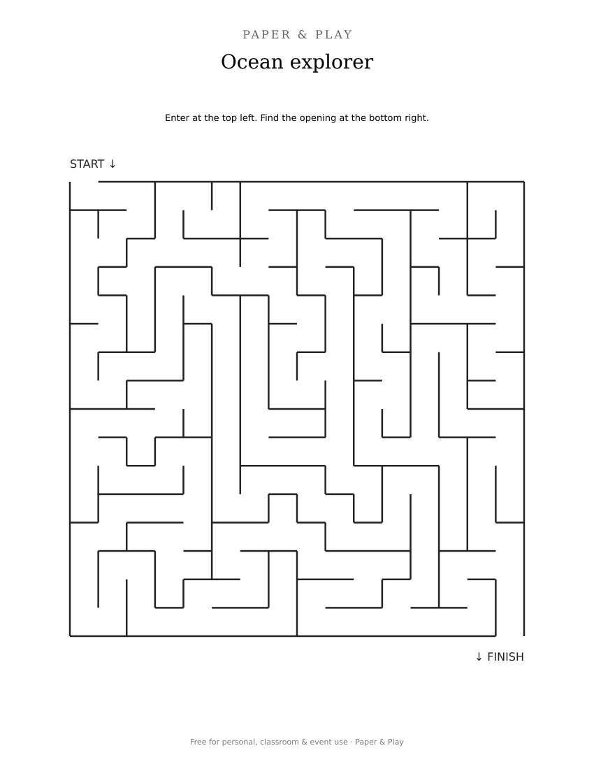 Ocean explorer maze printable preview