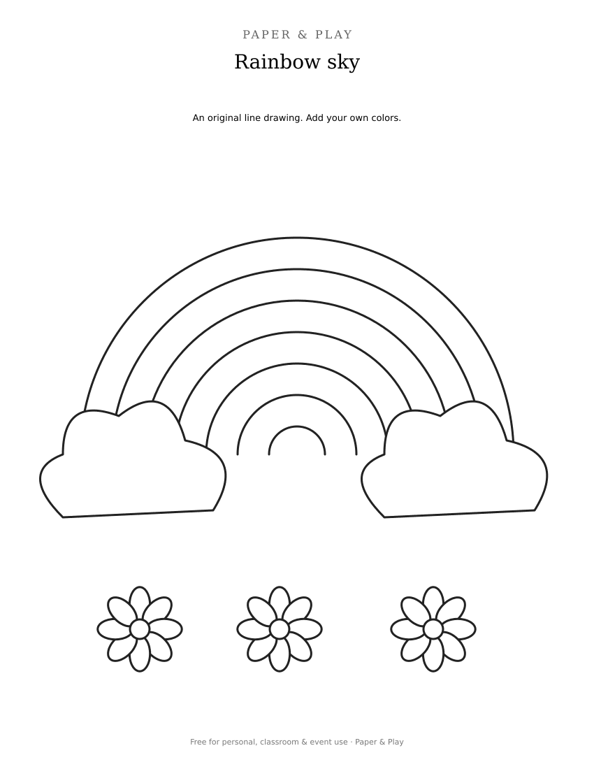 Rainbow sky printable preview