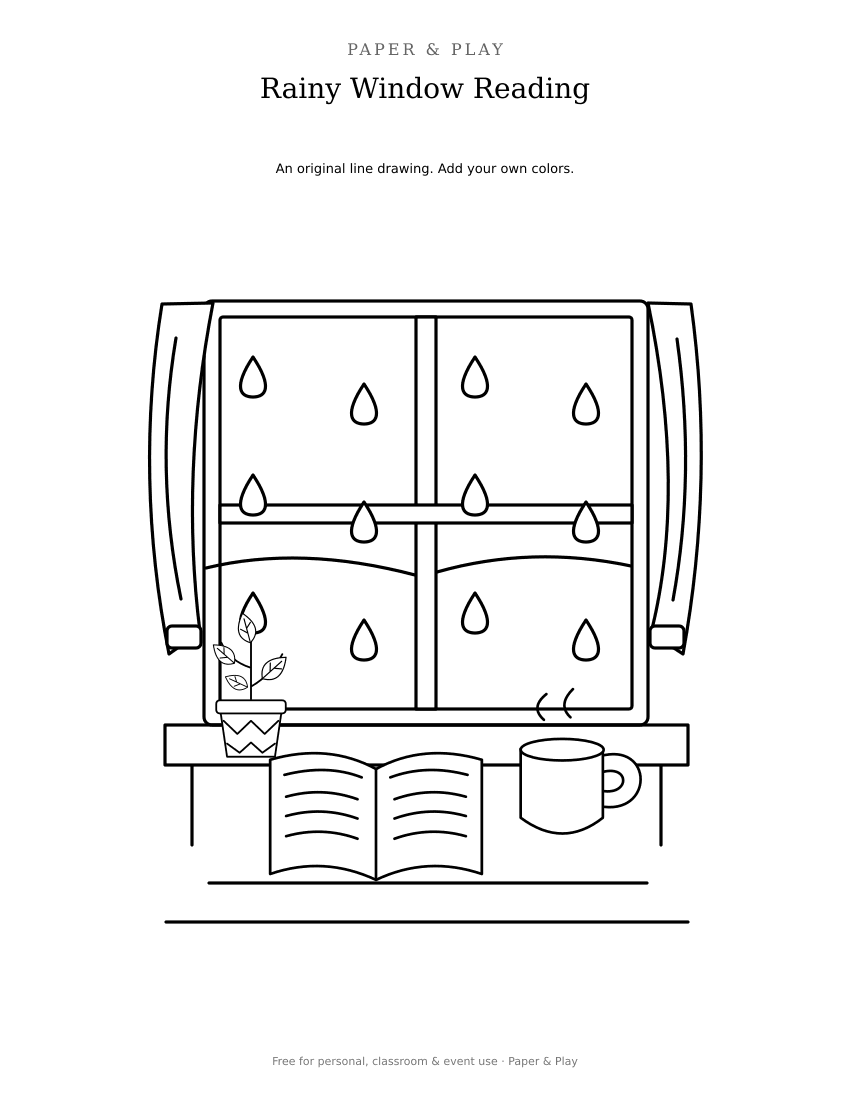 Rainy Window Reading printable preview