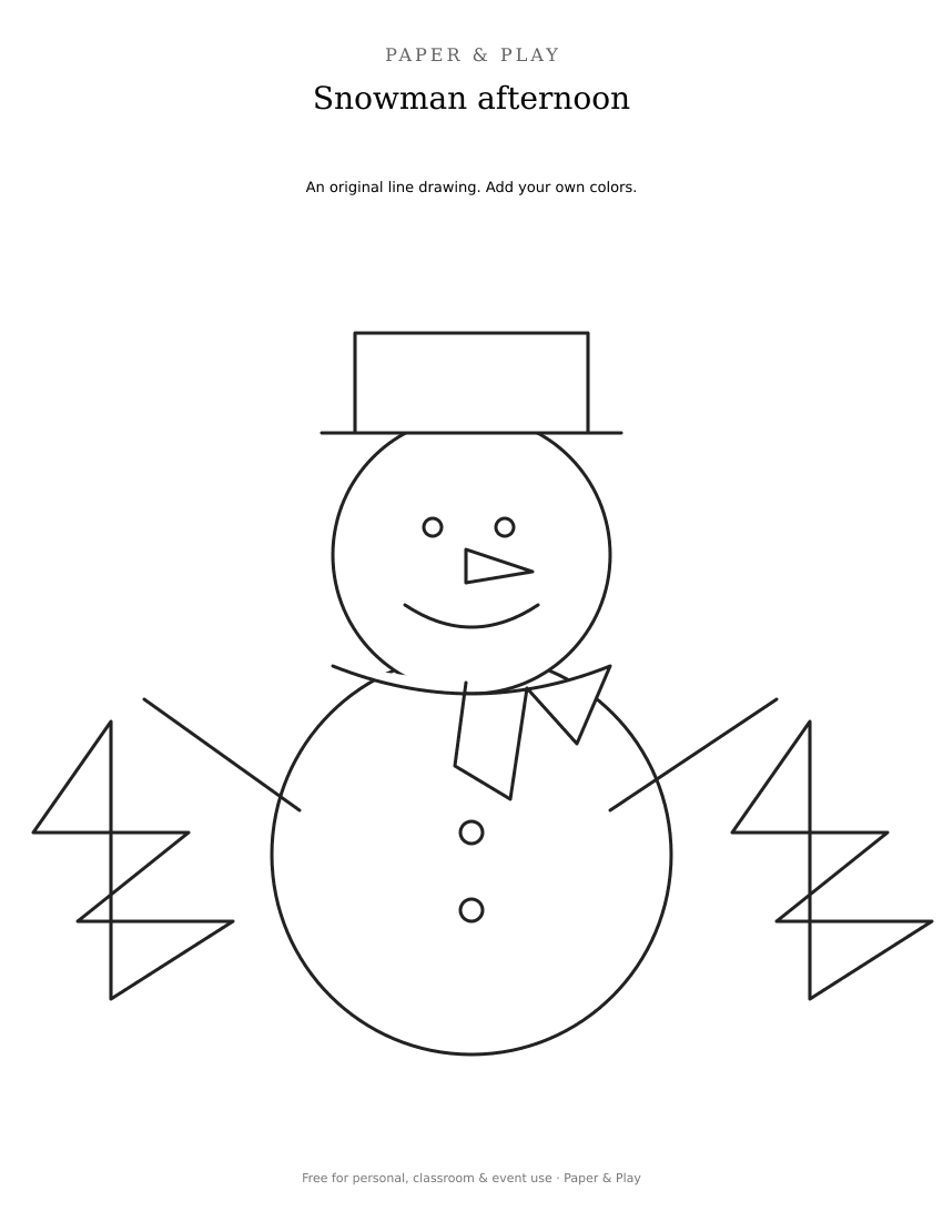 Snowman afternoon printable preview