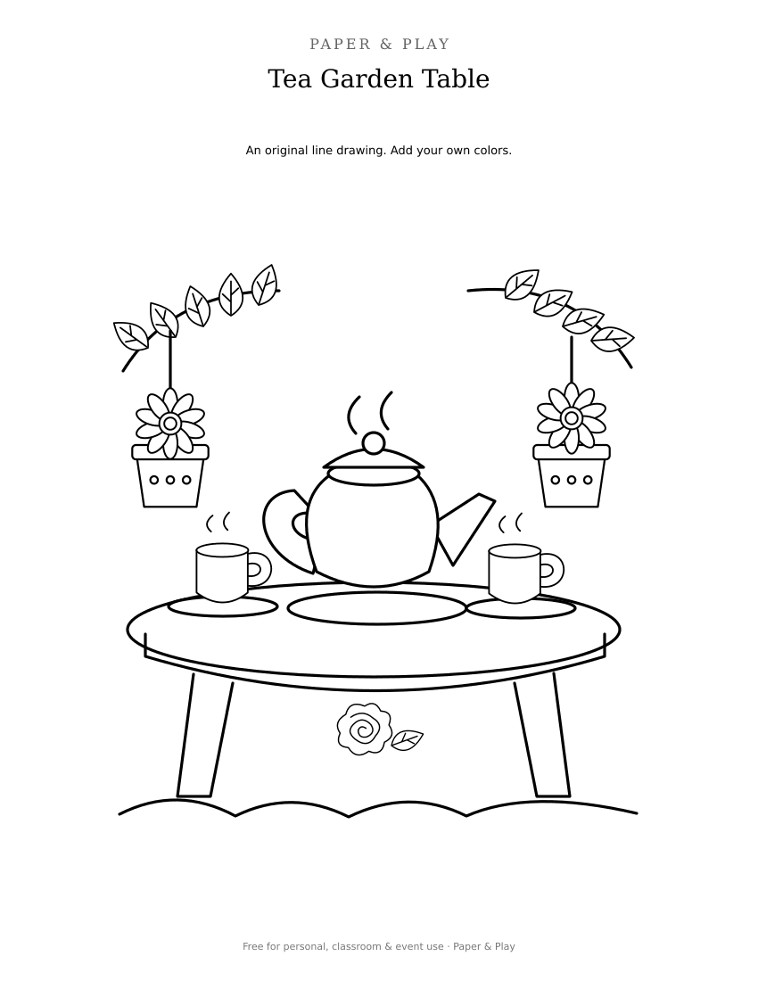 Tea Garden Table printable preview