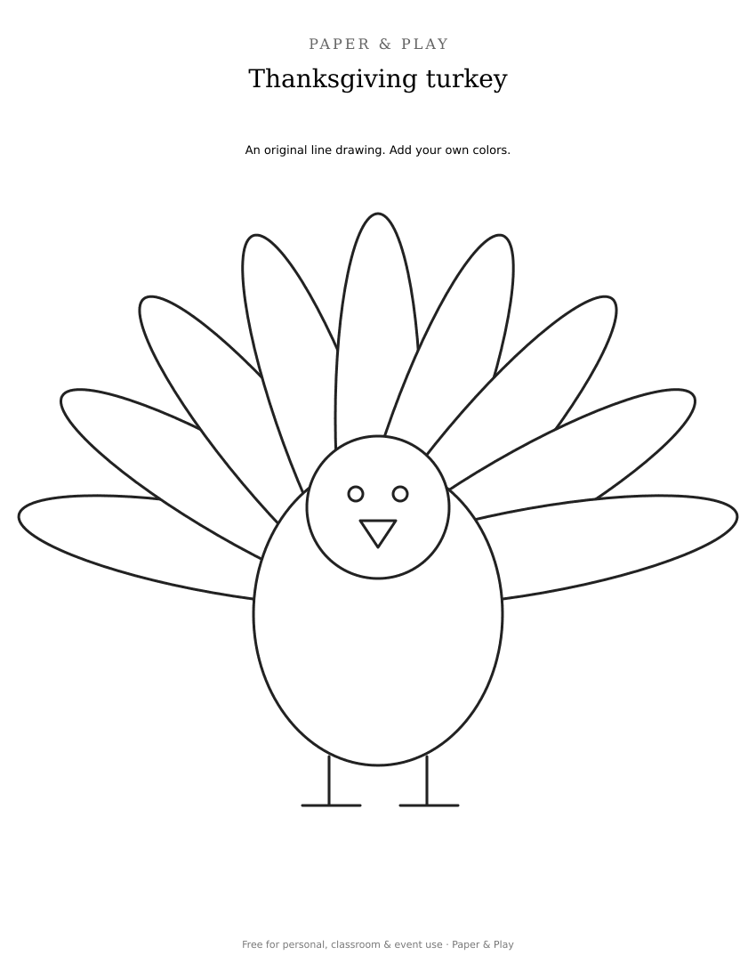 Thanksgiving turkey printable preview