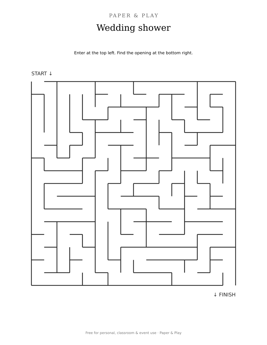 Wedding shower maze printable preview